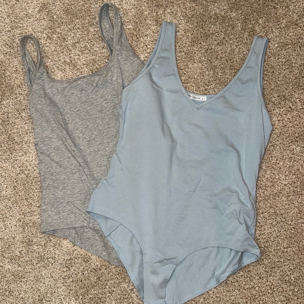 Women's Gray and Light Blue Bodysuit Set